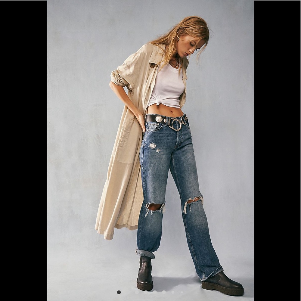 NWT Sold Out Free People Sweet Melody Linen Blend Trench Coat Duster Kimono